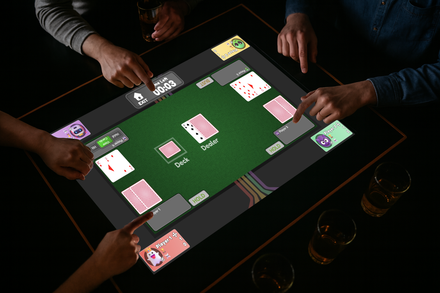 Team Table touchscreen surface with a multiplayer game in action